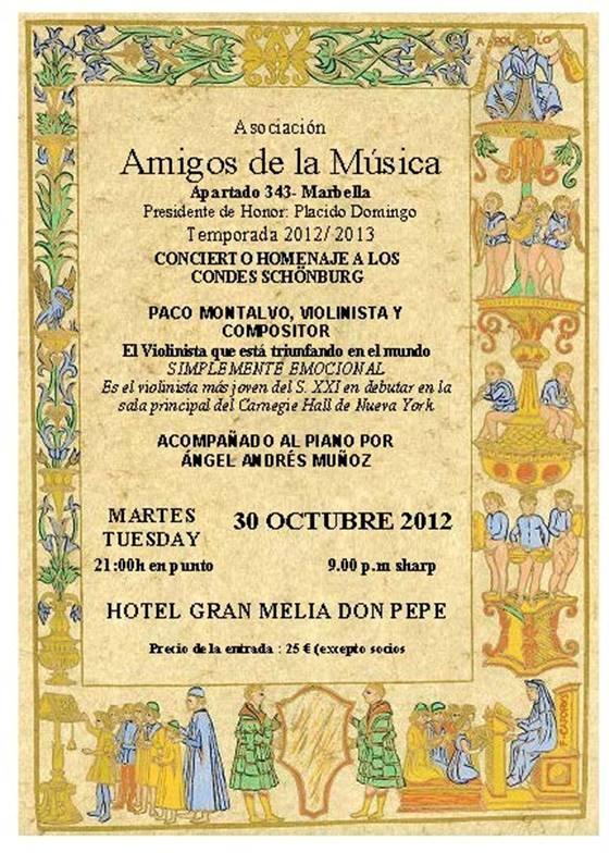 Concierto de Paco Montalvo - Amigos de la Música 2013, Marbella